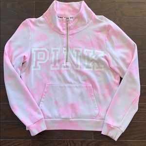 PINK QUARTER ZIP PINK TIE DYED SWEATSHIRT